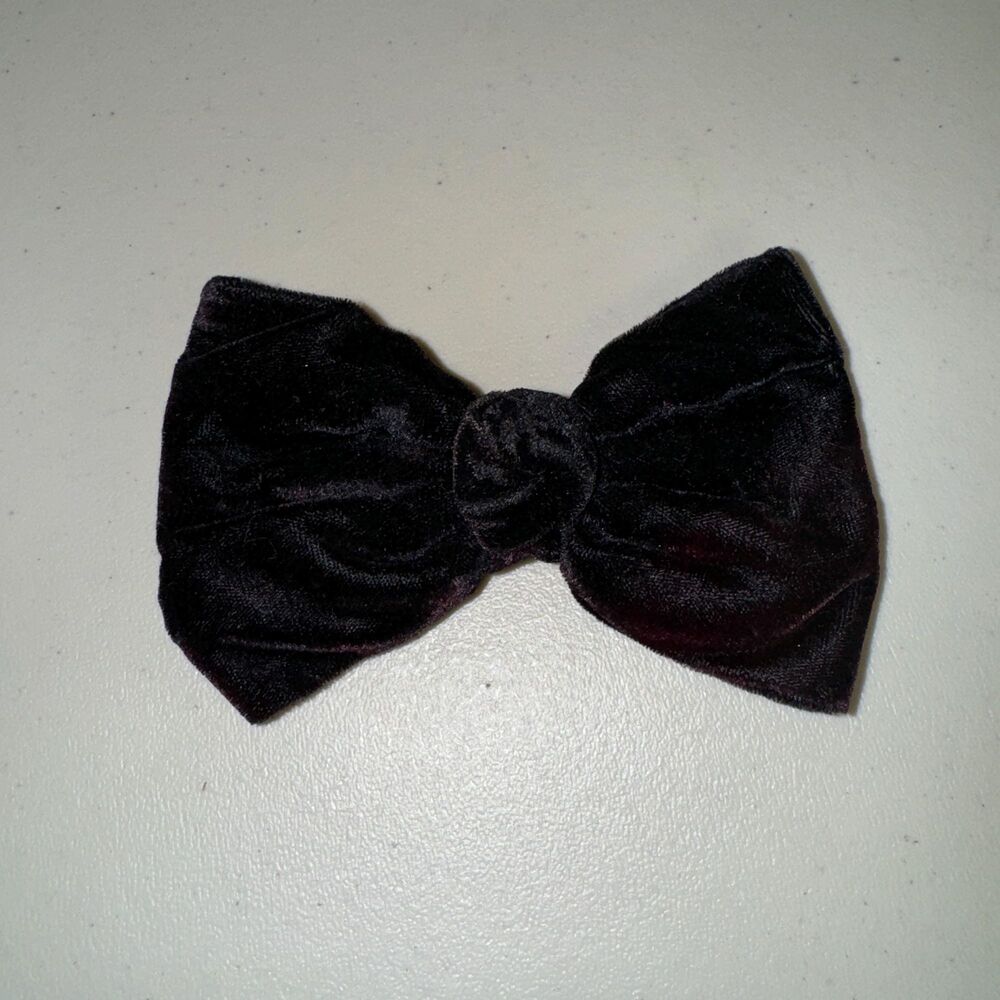 Black Velvet Hair Bow Clip Barrett Girls Accent Accessory Spring Dance Party